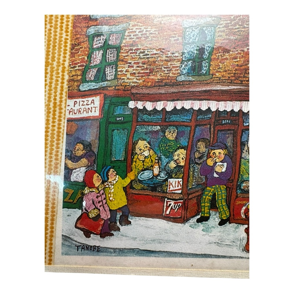 Vintage Miyuki Tanobe Montreal Street Scene Meat Deli Art Print 8x9 Coca Cola - Picture 5 of 9